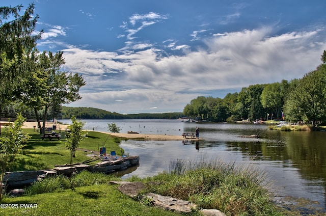 water view with a boat dock