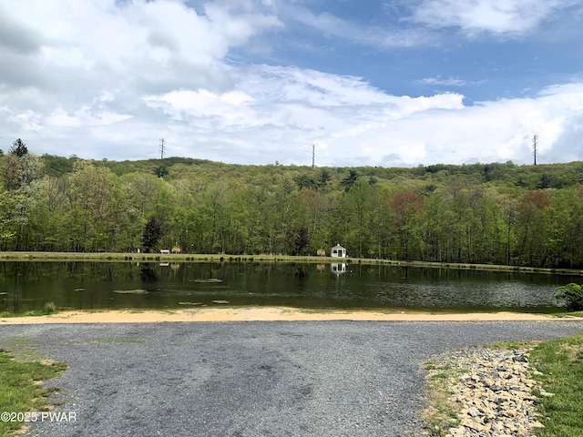 504 St Ives Ct, Bushkill, PA 18324 - water view featuring a forest