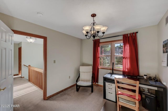32 Forest Ln, Lake Ariel, PA 18436 - carpeted home office featuring a chandelier and baseboards