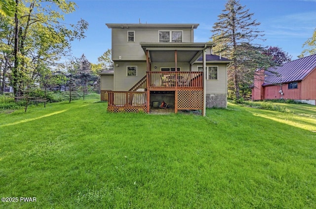 32 Forest Ln, Lake Ariel, PA 18436 - back of house with a deck and a yard