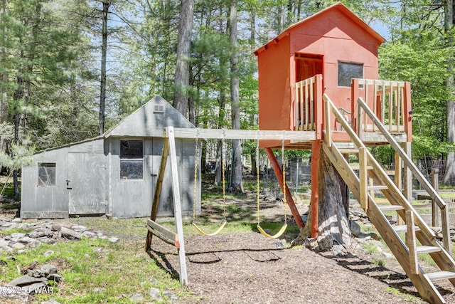 101 Bayberry Dr, Milford, PA 18337 - view of jungle gym featuring an outbuilding