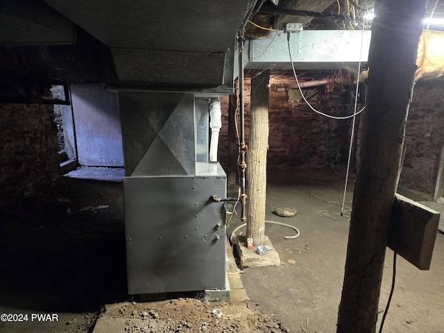 basement with heating unit