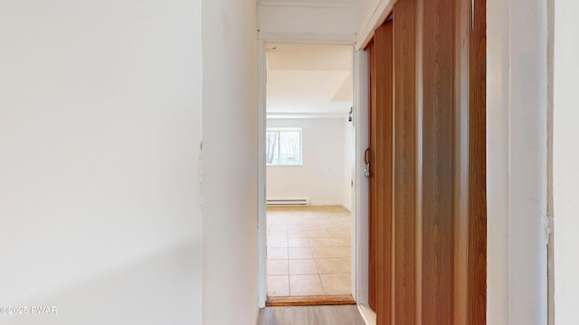 hall with baseboard heating