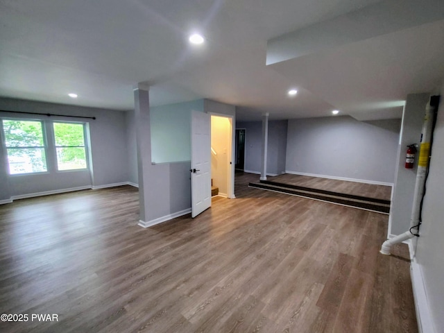 104 Radcliff Rd, Bushkill, PA 18324 - basement with baseboards, recessed lighting, and wood finished floors