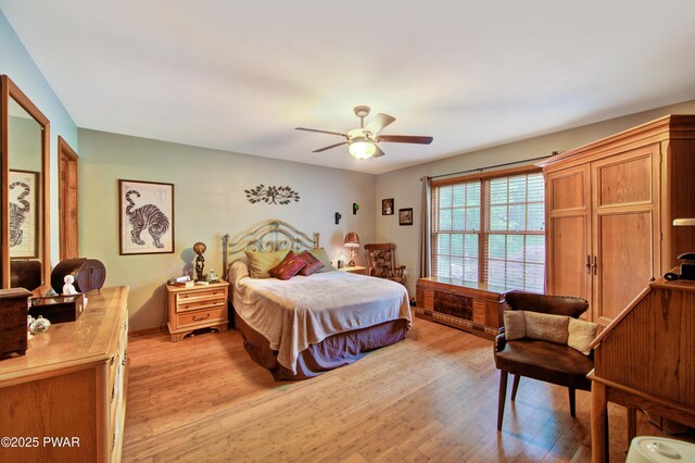 1419 Bear Dr, Bushkill, PA 18324 - bedroom featuring light wood-style floors and a ceiling fan