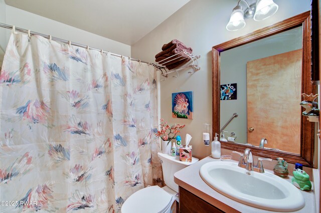 1419 Bear Dr, Bushkill, PA 18324 - bathroom featuring vanity and a shower with shower curtain
