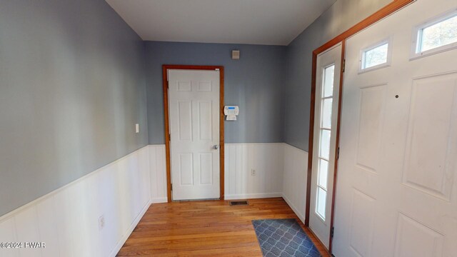 entryway with light wood-type flooring