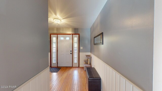 entrance foyer with light hardwood / wood-style floors