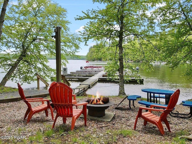110 Waterview Ln Unit 31, Greentown, PA 18426 - view of yard with a fire pit and a water view
