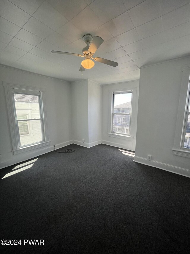 unfurnished room featuring carpet and ceiling fan