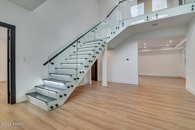 328 Forest Dr, Lords Valley, PA 18428 - stairway with wood finished floors and recessed lighting