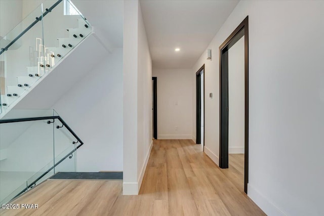 328 Forest Dr, Lords Valley, PA 18428 - hallway with light wood-style floors, recessed lighting, and stairway