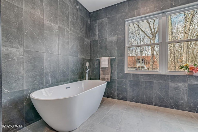 328 Forest Dr, Lords Valley, PA 18428 - full bath featuring tile walls and a freestanding tub