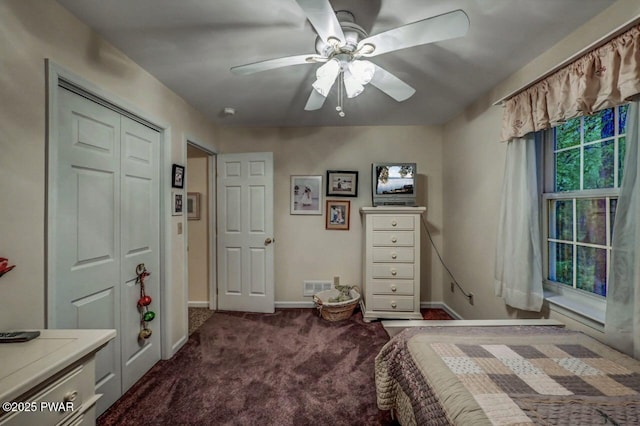 107 Musket Dr, Lackawaxen, PA 18435 - carpeted bedroom with baseboards, a ceiling fan, and a closet