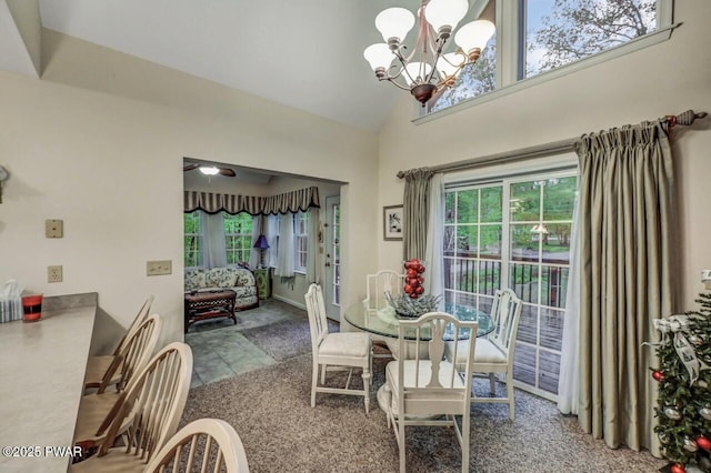 107 Musket Dr, Lackawaxen, PA 18435 - dining room featuring a chandelier and a towering ceiling