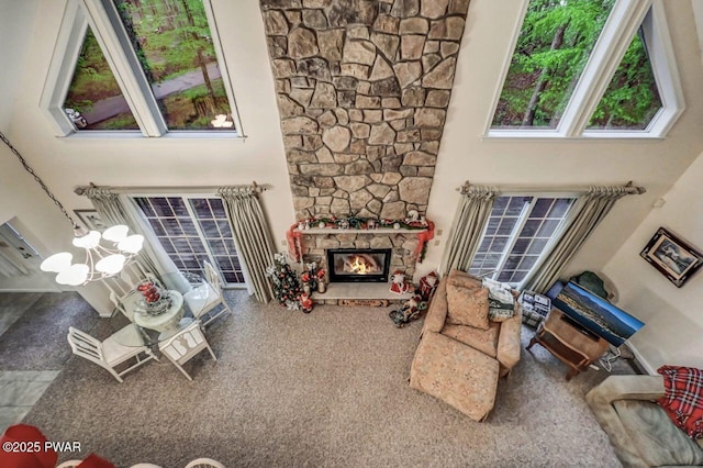 107 Musket Dr, Lackawaxen, PA 18435 - living room with a fireplace and carpet