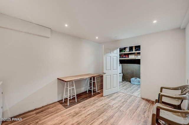 home office featuring recessed lighting and wood finished floors