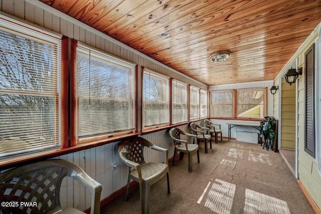 sunroom / solarium with wooden ceiling