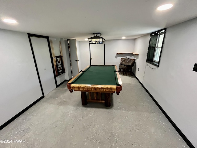 recreation room featuring billiards