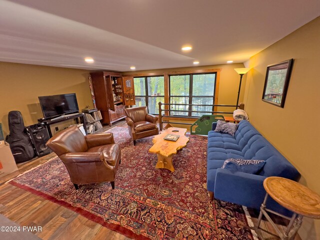 living room with wood-type flooring