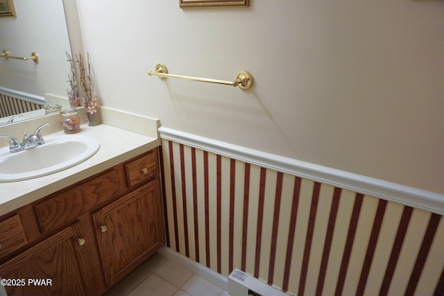 bathroom with vanity and tile patterned floors