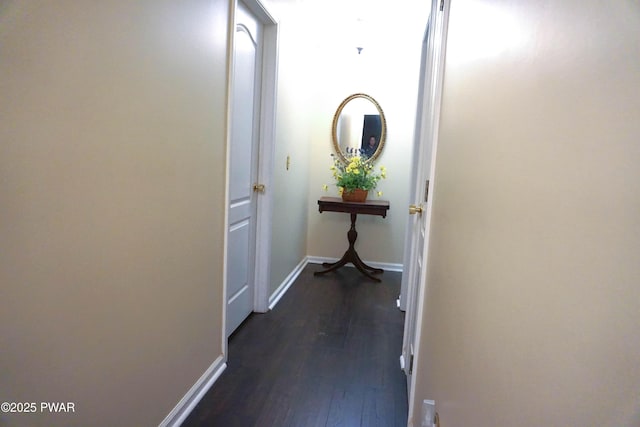 hall with dark hardwood / wood-style flooring