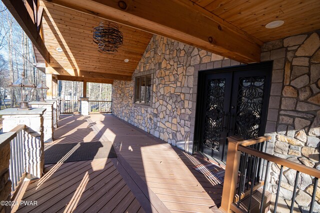 deck featuring french doors