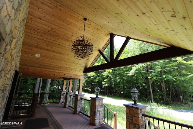 deck featuring a porch