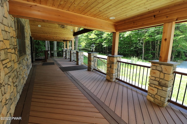 wooden terrace with covered porch