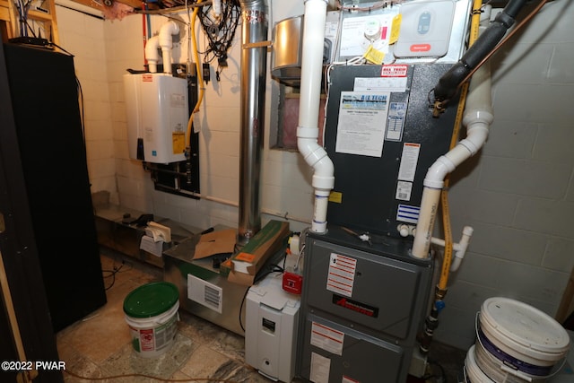 utilities with heating unit and water heater