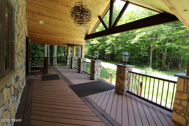 wooden deck with covered porch