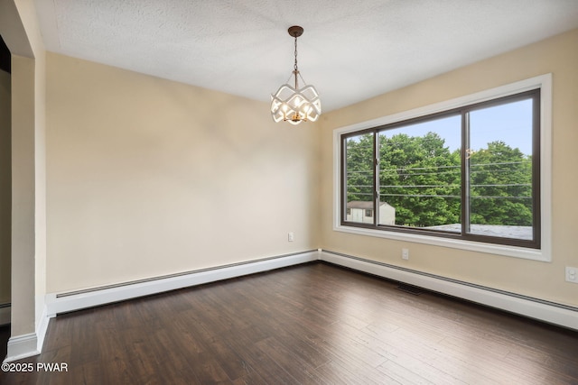 198 State Route 690, Springbrook Township, PA 18444 - spare room featuring a chandelier, dark wood finished floors, and a baseboard radiator