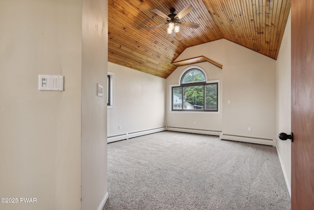 198 State Route 690, Springbrook Township, PA 18444 - empty room featuring carpet, wood ceiling, ceiling fan, and high vaulted ceiling