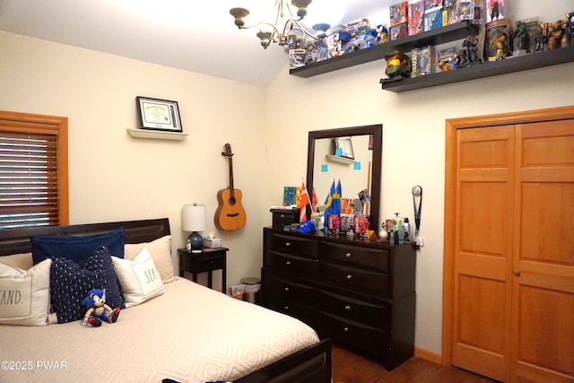 103 Valley Forge Rd, Milford, PA 18337 - bedroom featuring a chandelier and dark wood-type flooring