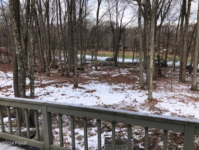 view of yard layered in snow