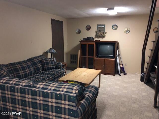 living room with carpet floors