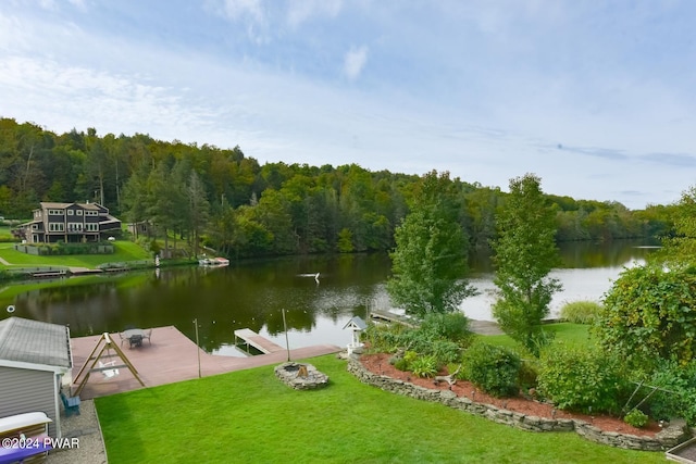 property view of water featuring a dock