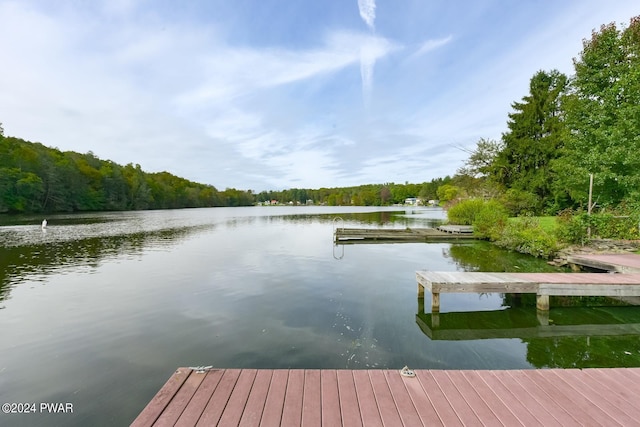 view of dock featuring a water view