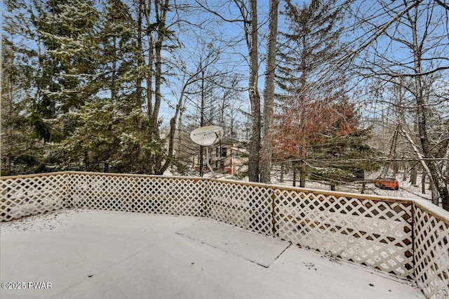 view of snow covered patio