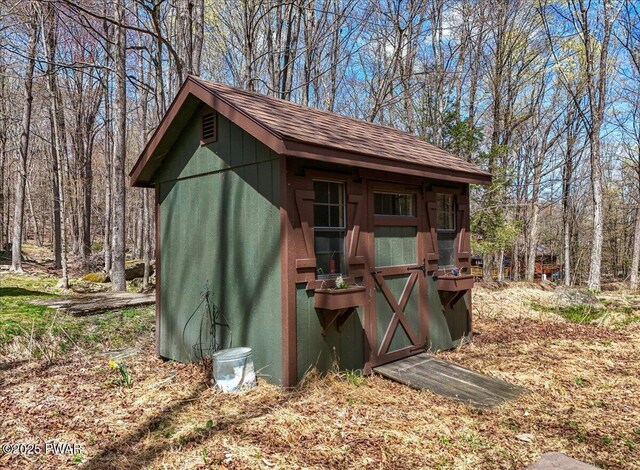 view of shed