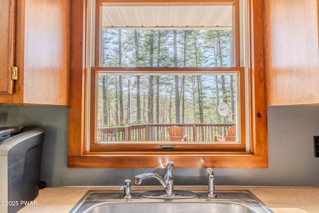 117 Circle Dr, Hawley, PA 18428 - details featuring light countertops, brown cabinetry, and a sink