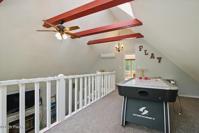 173 Paper Birch S, Tafton, PA 18464 - rec room with a wall mounted AC, carpet flooring, and a ceiling fan