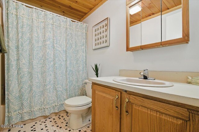 173 Paper Birch S, Tafton, PA 18464 - full bathroom featuring wood ceiling, vanity, and toilet