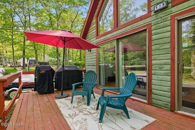173 Paper Birch S, Tafton, PA 18464 - wooden deck featuring a grill