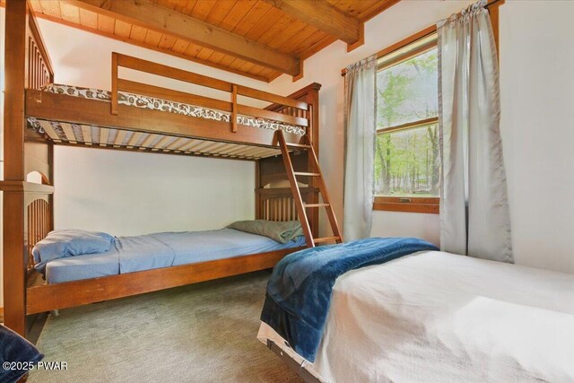 173 Paper Birch S, Tafton, PA 18464 - bedroom with carpet and wooden ceiling with exposed beams
