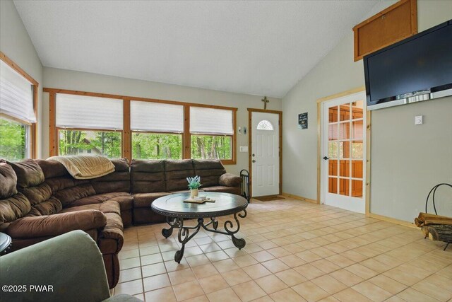 173 Paper Birch S, Tafton, PA 18464 - living area with lofted ceiling and light tile patterned floors