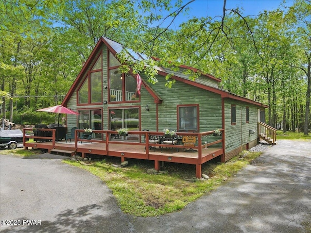173 Paper Birch S, Tafton, PA 18464 - view of front facade with a wooden deck