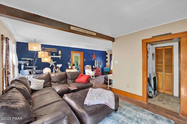 living area featuring wood finished floors