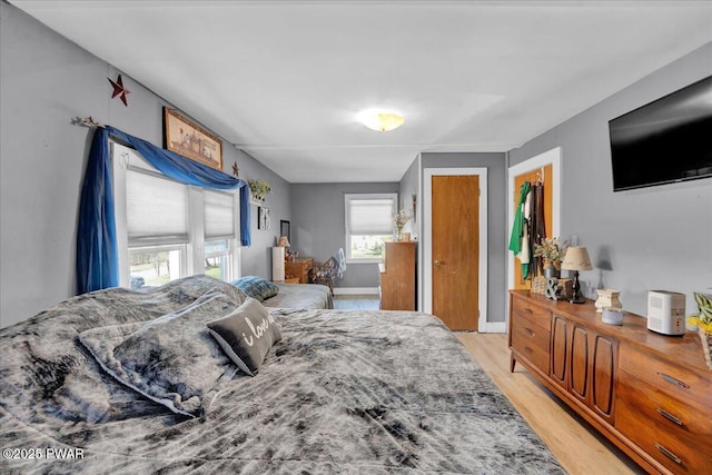 bedroom featuring light wood-style floors