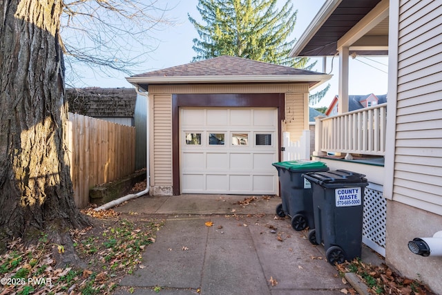 view of garage